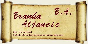 Branka Aljančić vizit kartica
